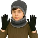 Kids Winter Woolen Cap, Neck Scarf Muffler Gloves Set for Boys &amp; Girls | Warm Beanie, Fleece Lined Neck Warmer &amp; Gloves | Winter Accessories Set for Age (4 to14Y)