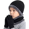 Kids Winter Woolen Cap, Neck Scarf Muffler Gloves Set for Boys & Girls | Warm Beanie, Fleece Lined Neck Warmer & Gloves | Winter Accessories Set for Age (4 to14Y)