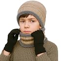 Kids Winter Woolen Cap, Neck Scarf Muffler Gloves Set for Boys &amp; Girls | Warm Beanie, Fleece Lined Neck Warmer &amp; Gloves | Winter Accessories Set for Age (4 to14Y)