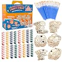 Kids Wood Painting Party Craft Kit 20 Pack – Each DIY Set Includes Mermaids & Pirates Wooden Design, Paint & Brushes – Summer Camp Activities, Birthday Party Favors, Classroom Crafts, Goodie Bags