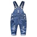KIDSCOOL Toddler Baby Denim Overalls Ripped Holes Jean Bib Romper Jumpsuit