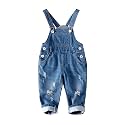 KIDSCOOL Toddler Baby Denim Overalls Ripped Holes Jean Bib Romper Jumpsuit