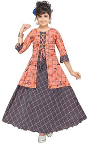kidscute girls maxifull length party dress grey full sleeve