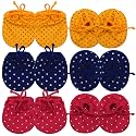 Babies Soft Cotton Knotted Hosiery Mittens - Booties Set (Multicolor, 0-6 Month) -Pack of 6 Pair