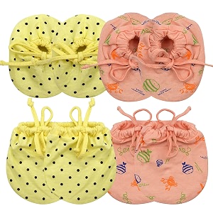 mitten booti set for new born inflantknotted mitten booty set for newborn0-6 month-set of 4 pairmulticolor