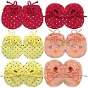 Mitten Booties Combo for Newborns Babies Mittens Booties Set for Baby/Knotted Mitten Booty Set for Baby Boy and Baby Girl (0-6 Month)-Set of 6 Pair