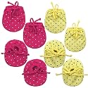 Mittens &amp; Booties Set for Babies Cotton Soft Knotted Mittens and Booties for NewBorn Baby (Multicolor, 0-6 Month) - Pack of 4 set