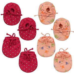 new born baby boy39s and baby girl39s supersoft cotton hosiery booties and mittens multicolor 0 to 6 month -set of 4