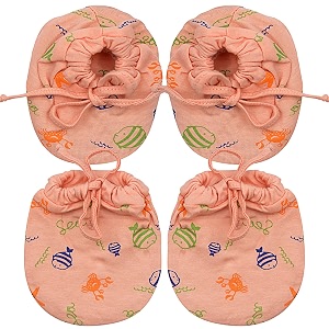 newborn baby boy39s amp girl39s soft cotton mittens and booties setcotton cloth tying knotted kids mittens and bootiesmittens for infantbaby mittens multicolor 0-6 month - pack of 2 pair