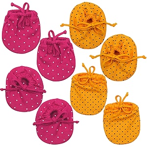 newborn baby boy39s amp girl39s soft cotton mittens and booties setcotton cloth tying knotted toddler mittens and bootie multicolor 0-6 month - pack of 4 pair