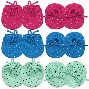 newborn baby boy39s amp girl39s soft cotton mittens and booties setsoft cotton cloth tying knotted kids mittens and booties multicolor 0-6 month - pack of 6 pair