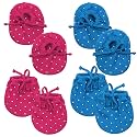 Newborn Baby Boy's &amp; Girl's Soft Cotton Mittens and Booties set Mittens for Infant Baby (Multicolor, 0-6 Month) - Pack of 4 pair
