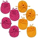 Newborn Baby Boy's &amp; Girl's Soft Cotton Mittens and Booties set/Cotton Cloth Tying Knotted Toddler Mittens and Bootie (Multicolor, 0-6 Month) - Pack of 4 pair