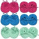 Newborn Baby Boy's &amp; Girl's Soft Cotton Mittens and Booties set/Soft Cotton Cloth Tying Knotted Kids Mittens and Booties (Multicolor, 0-6 Month) - Pack of 6 pair