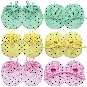newborn baby soft cotton knotted hosiery booties-mittens set multicolor 0-6 month -pack of 6 pair