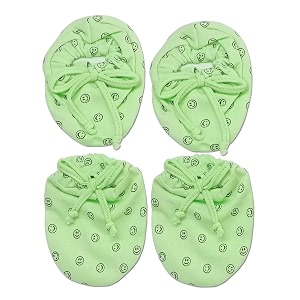 soft cotton mittens and booties for new born babycotton cloth tying knotted kids mittens and bootiesmittens for infantbaby mittens multicolor 0-6 month - pack of 2 pair