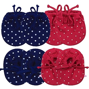 soft cotton knotted mittens and booties set for baby multicolor 0-6 month - pack of 4 set