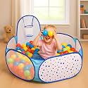 Kidsmate Foldable Hexa Ball Pool for Kids | Pop-Up Playhouse with Dotted Print &amp; Mesh Walls | Indoor and Outdoor Activity Ball Pool for Toddlers 2 Years &amp; Above | Balls not Included -Blue