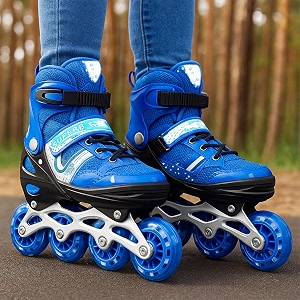 kidsmate speedpro inline skates for kids  4 wheels skating shoes with led flash light  adjustable roller skates shoes for boys amp girls ages 6-12