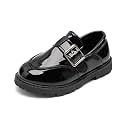 KIDSUN Toddler Dress Shoes Boys Girls Oxford Shoes Kids Wedding Church Dress Shoes PU Leather Lace Up School Uniform Loafer Flats（Toddler/Kids）