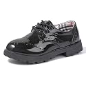 KIDSUN Toddler Dress Shoes Boys Girls Oxford Shoes Kids Wedding Church Dress Shoes PU Leather Lace Up School Uniform Loafer Flats（Toddler/Kids）