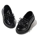 KIDSUN Toddler Dress Shoes Boys Girls Oxford Shoes Kids Wedding Church Dress Shoes PU Leather Lace Up School Uniform Loafer Flats（Toddler/Kids）