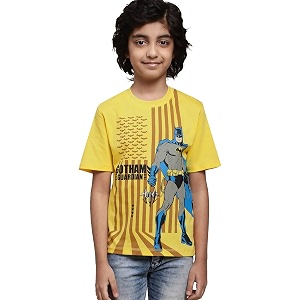 Kidsville Batman Printed Regular Fit Yellow Cotton
