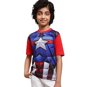 Kidsville Captain America Printed Regular Fit Red