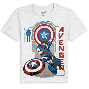 Kidsville Captain America Printed Regular Fit Grey