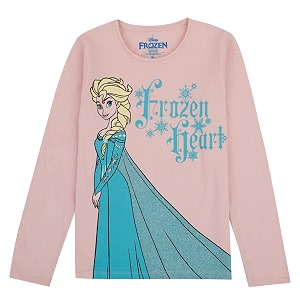 kidsville frozen printed regular fit blue cotton girl39s t-shirt