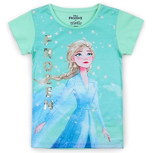 kidsville frozen printed regular fit blue cotton girl39s t-shirt