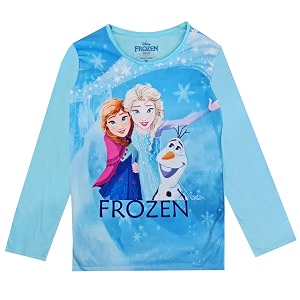kidsville frozen printed regular fit blue cotton girl39s t-shirt