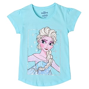 kidsville frozen printed regular fit blue cotton girl39s t-shirt