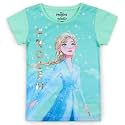 Kidsville Frozen Printed Regular Fit Blue Cotton Girl's T-Shirt