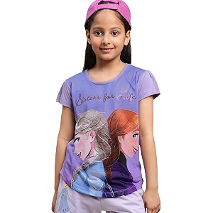 Kidsville Frozen Printed Regular Fit Purple Cotton