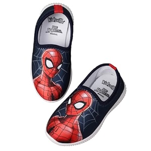 kidsville official marvel comic spiderman printed kids boys canvas shoes lightweight sole super flexible comfortable indoor and outdoor slip on lofer shoes for kids