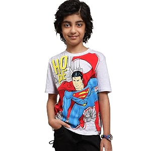 kidsville superman printed regular fit black cotton boy39s t-shirt