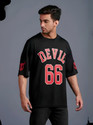 KIDSWING Men Graphic Print Round Neck Cotton Blend Black T-Shirt