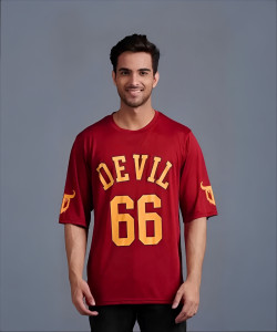 kidswing men printed round neck cotton blend maroon t-shirt