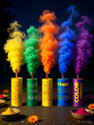 Kidswise SMALL Size Color Smoke Fog Fountain [multicolor] Holi Color Powder Pack of 1 (Multicolor, 200 g)