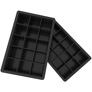 kienlix 2 pcs silicone ice cube trays molds 15 cavities ice tray for whiskey and cocktail black - 15 cavity