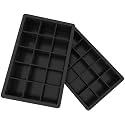 Kienlix 2 Pcs Silicone Ice Cube Trays Molds, 15 Cavities Ice Tray for Whiskey and Cocktail (Black - 15 Cavity)