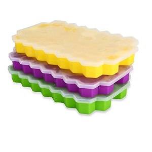 kienlix silicone ice cube molds with lid flexible ice trays bpa free for whiskey cocktail stackable flexible safe ice cube molds-2pcmulticolor