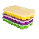 Kienlix Silicone Ice Cube Molds with Lid Flexible Ice Trays BPA Free, for Whiskey, Cocktail, Stackable Flexible Safe Ice Cube Molds-(2Pc,Multicolor)