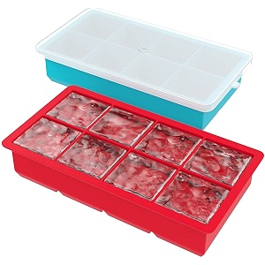 kienlix silicone ice cube tray 8 cavity icetray with lid big ice cubes perfect for whiskey cocktails popsicle making everyday use parties-reusable food grade silicone bpa free1pcmulticolor