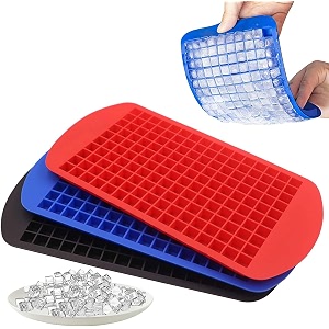 kienlix silicone mini ice cube trays 160 small ice cube molds easy release crushed ice cube for chilling whiskey cocktail bpa free flexible stackable and durable soft mold storage containers-pack 3