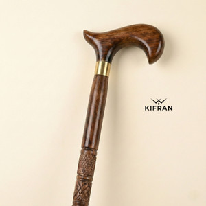 KIFRAN Premium Handcarved Wooden Walking Stick 36