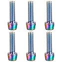 6 Pieces Bike Stem Bolts Steel Alloy M5x18mm CNC Bicycle Handlebar Screw Replacement Hex Socket Screw Stem Parts