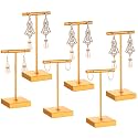 Kigeli 6 Pcs Metal Bar T Earring Display Stand, Gold