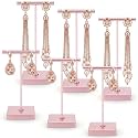 Kigeli 6 Pcs Metal Bar T Earring Display Stand Purple Pink